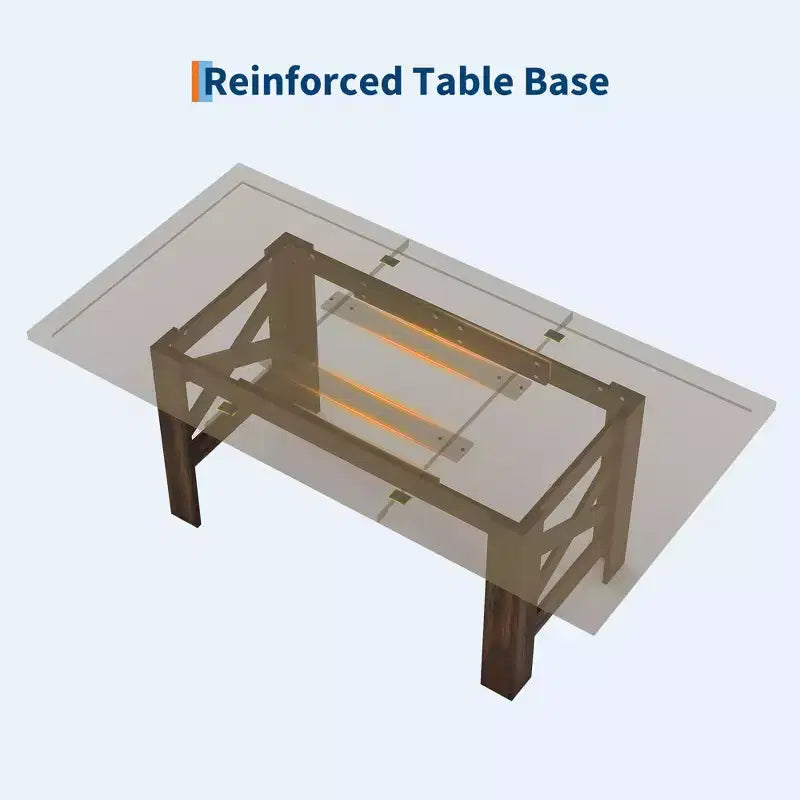 71 Farmhouse Dining Table for 6-8, Rectangular Wooden Kitchen Table with a Sturdy Trestle Base for Family Gatherings