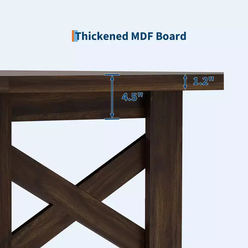 71 Farmhouse Dining Table for 6-8, Rectangular Wooden Kitchen Table with a Sturdy Trestle Base for Family Gatherings