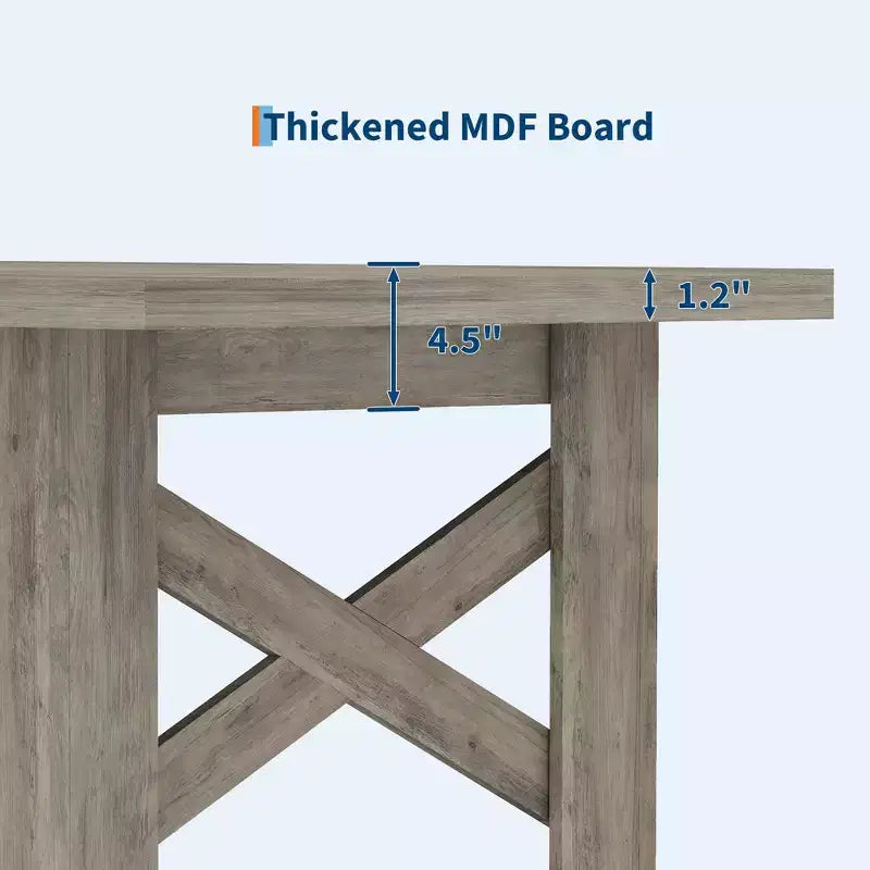 71 Farmhouse Dining Table for 6-8, Rectangular Wooden Kitchen Table with a Sturdy Trestle Base for Family Gatherings