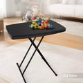 Tavolo pieghevole in plastica nero per patio da 76 cm, regolabile in altezza