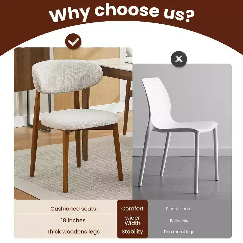 Set of 2 Superior Comfort Wooden Dining Chairs, Linen Upholstered Seat Coffee Legs Stylish Design, Ideal for Kitchen Dining Room Bedroom