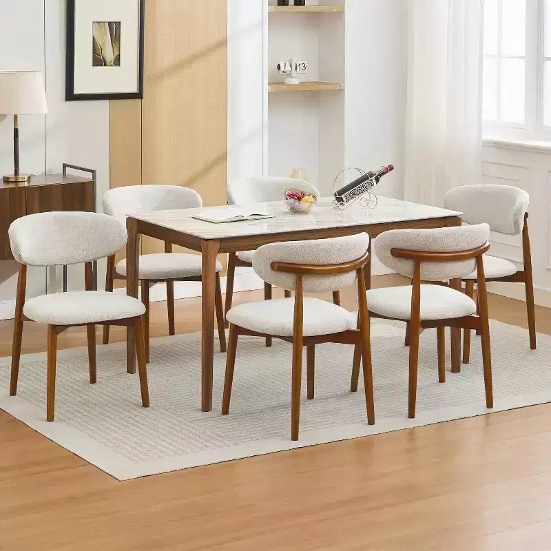 Set of 2 Superior Comfort Wooden Dining Chairs, Linen Upholstered Seat Coffee Legs Stylish Design, Ideal for Kitchen Dining Room Bedroom