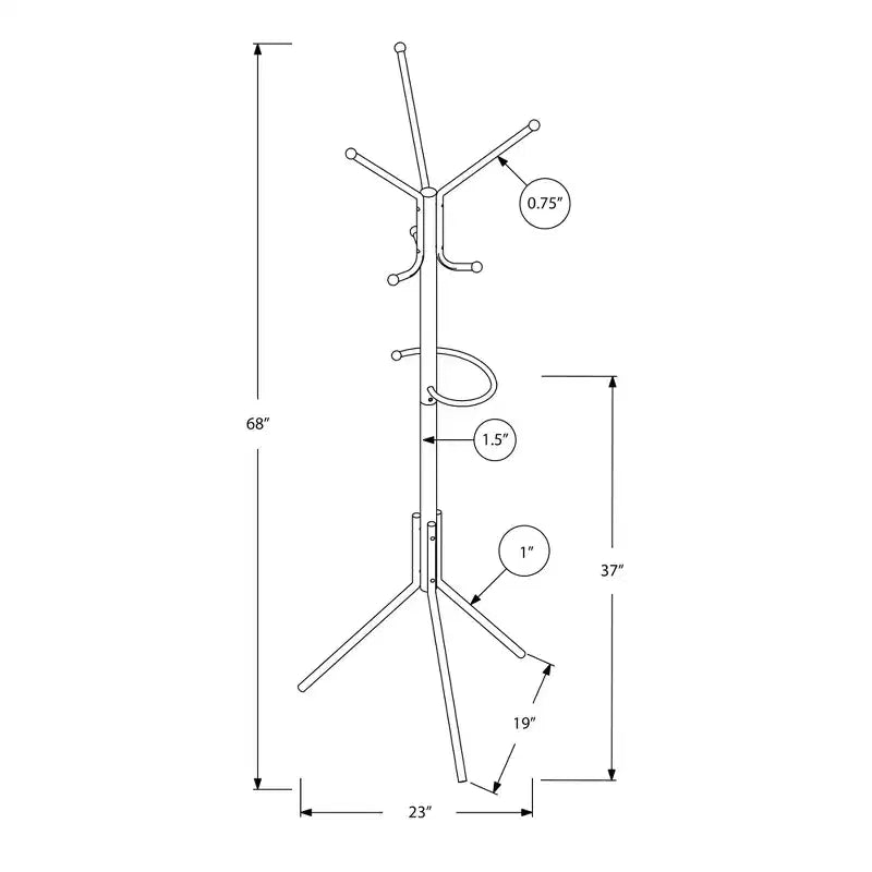 68 Metal Coat Rack with Hanging Bar & 6 Hooks, Umbrella Holder