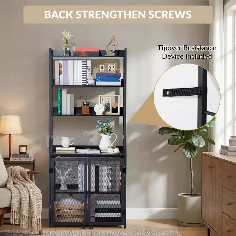 Bookshelf, Industrial Bookcase, Wooden Display Shelf with Metal Frame, Floorstanding Storage Shelving Unit for Bedroom, Living Room, Home Office