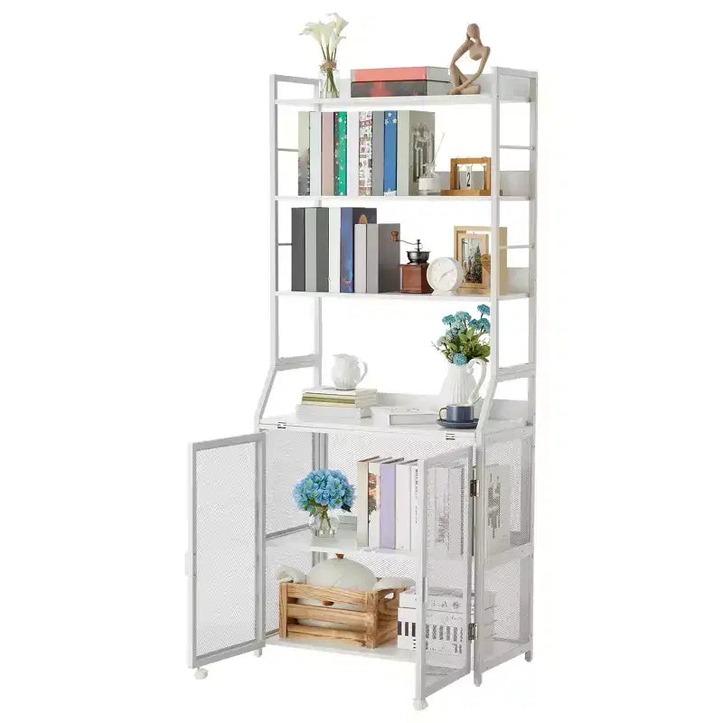 Bookshelf, Industrial Bookcase, Wooden Display Shelf with Metal Frame, Floorstanding Storage Shelving Unit for Bedroom, Living Room, Home Office