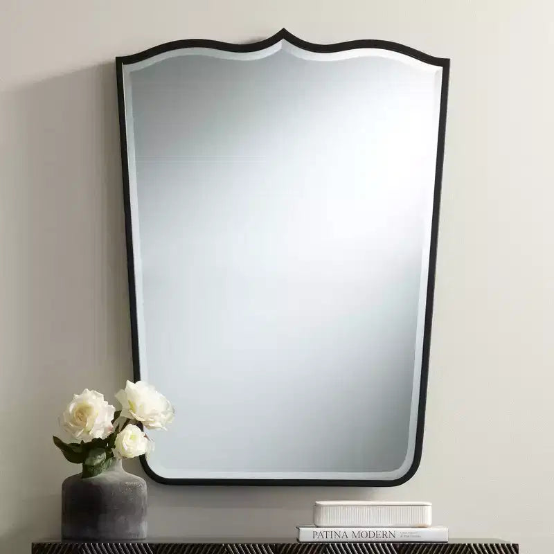 Uttermost Gaylia Satin Black 27 x 36 3/4 Curve Top Mirrors Set of 2