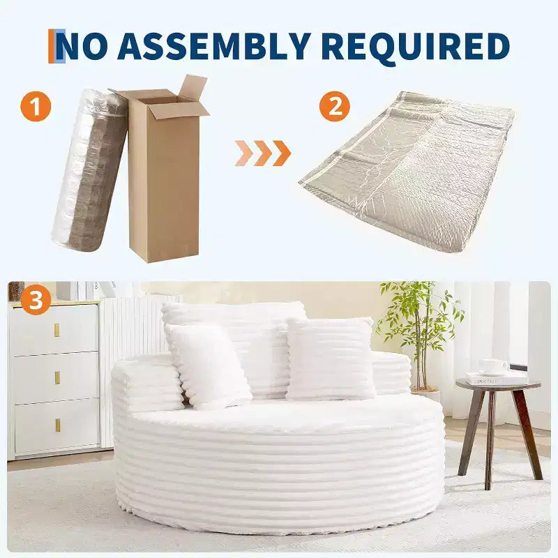 55in Oversized Corduroy Chaise Lounge Chair, Deep Seat Boneless Cloud Couch with Pillows for Living Room Bedroom