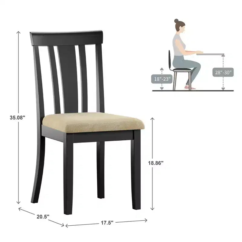 Kensington Black Wood Beige Microfiber Slat Back Dining Chairs (Set of 2) - Black/Beige - iNSPIREQ