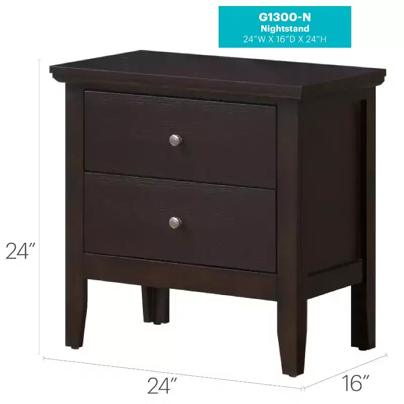 HomeStock Rectangle Cherry Wood Nighstand For Living Room and Bedroom