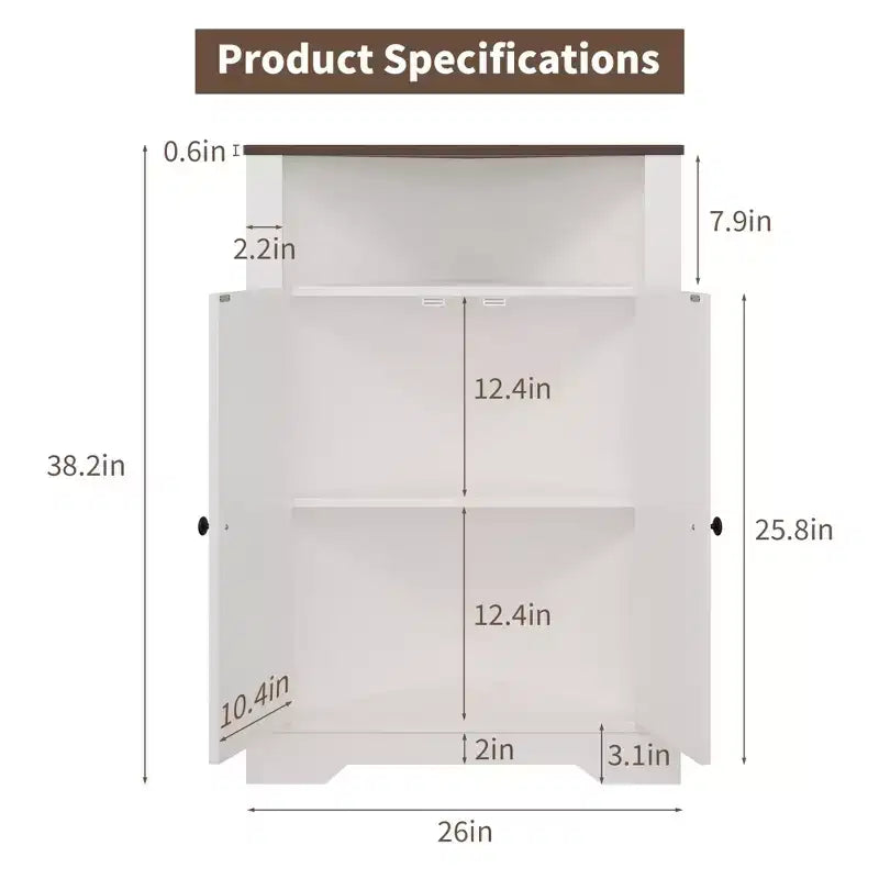 64.8 Tall Farmhouse Corner Cabinet with 4 Doors and 5 Storage Shelves, Farmhouse Storage Cabinet with Barn Door Design