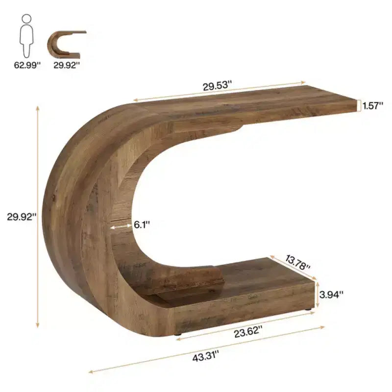 GDFStudio Marne Contemporary C-Shaped Wood Console Table