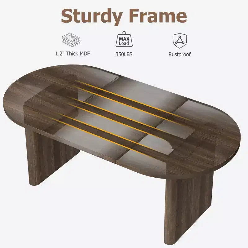 Large Oval Dining Table for 6-8 People,Farmhouse Kitchen Table with Thick Sturdy Wooden Base, Dining Room Table for Kitchen Living Room Office