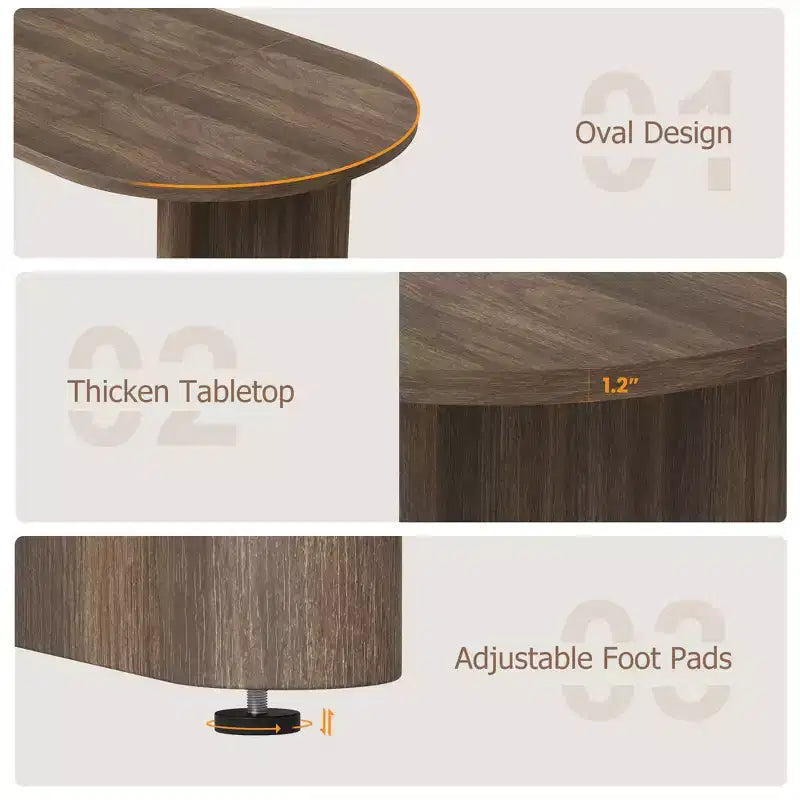 Large Oval Dining Table for 6-8 People,Farmhouse Kitchen Table with Thick Sturdy Wooden Base, Dining Room Table for Kitchen Living Room Office