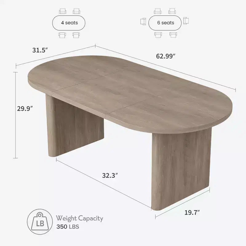 Large Oval Dining Table for 6-8 People,Farmhouse Kitchen Table with Thick Sturdy Wooden Base, Dining Room Table for Kitchen Living Room Office