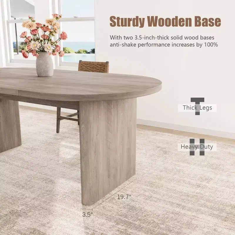 Large Oval Dining Table for 6-8 People,Farmhouse Kitchen Table with Thick Sturdy Wooden Base, Dining Room Table for Kitchen Living Room Office