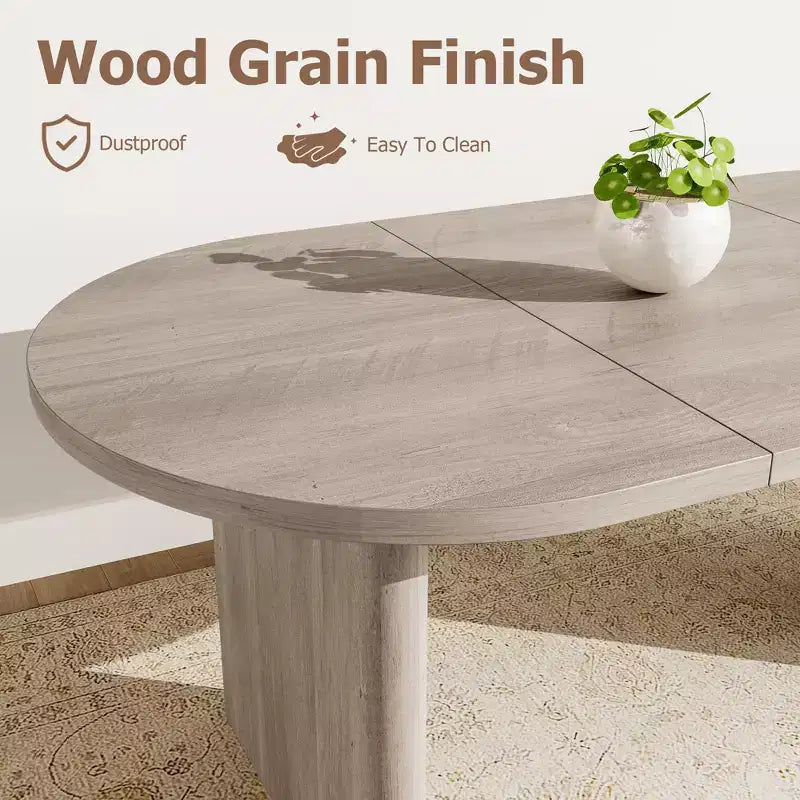 Large Oval Dining Table for 6-8 People,Farmhouse Kitchen Table with Thick Sturdy Wooden Base, Dining Room Table for Kitchen Living Room Office
