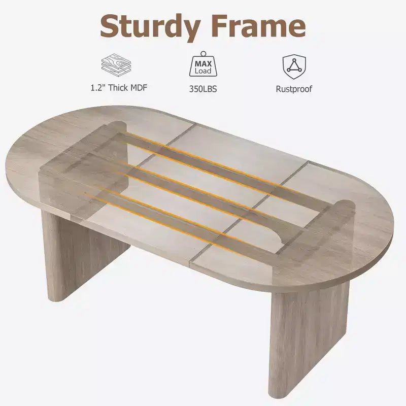Large Oval Dining Table for 6-8 People,Farmhouse Kitchen Table with Thick Sturdy Wooden Base, Dining Room Table for Kitchen Living Room Office