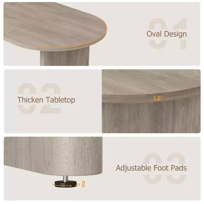 Large Oval Dining Table for 6-8 People,Farmhouse Kitchen Table with Thick Sturdy Wooden Base, Dining Room Table for Kitchen Living Room Office