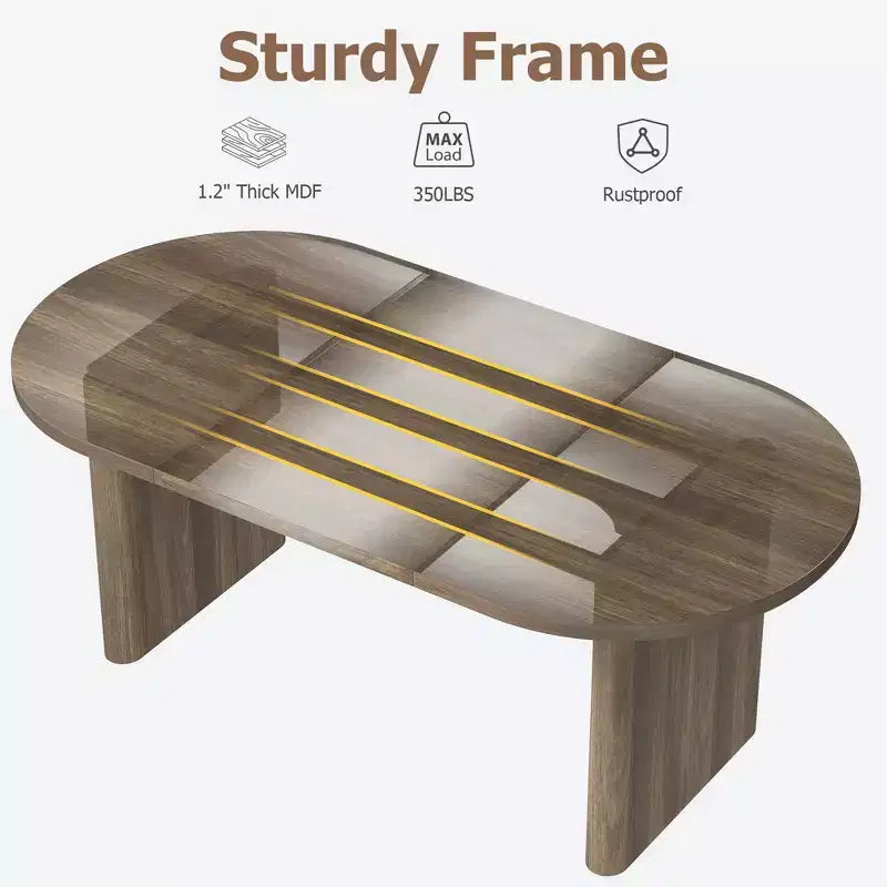 Large Oval Dining Table for 6-8 People,Farmhouse Kitchen Table with Thick Sturdy Wooden Base, Dining Room Table for Kitchen Living Room Office