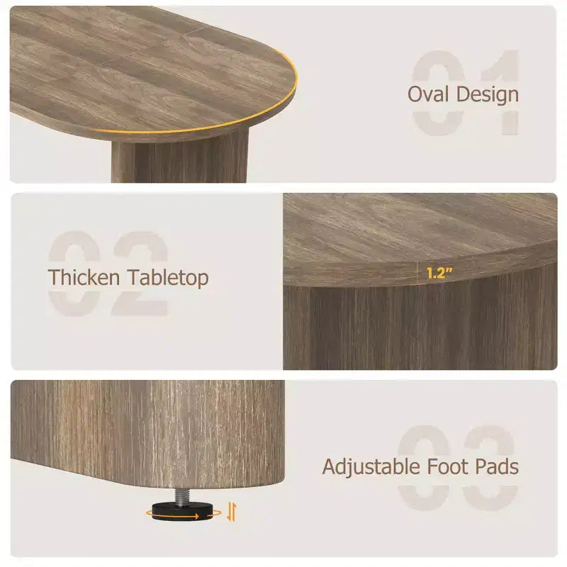 Large Oval Dining Table for 6-8 People,Farmhouse Kitchen Table with Thick Sturdy Wooden Base, Dining Room Table for Kitchen Living Room Office