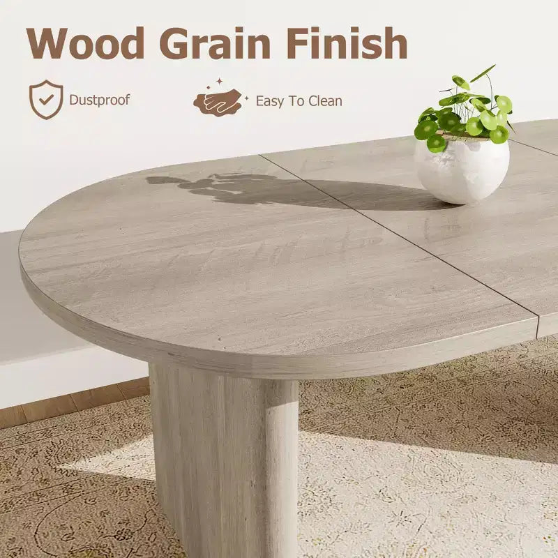 Large Oval Dining Table for 6-8 People,Farmhouse Kitchen Table with Thick Sturdy Wooden Base, Dining Room Table for Kitchen Living Room Office