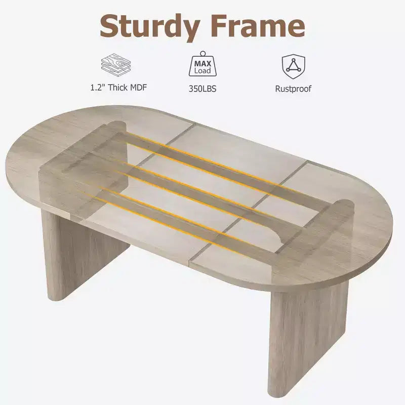 Large Oval Dining Table for 6-8 People,Farmhouse Kitchen Table with Thick Sturdy Wooden Base, Dining Room Table for Kitchen Living Room Office