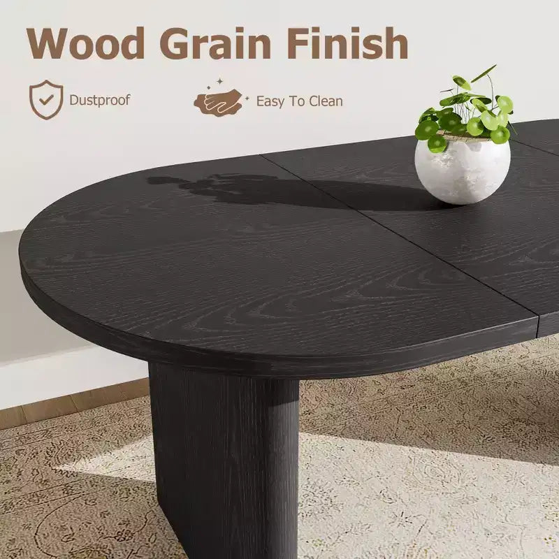 Large Oval Dining Table for 6-8 People,Farmhouse Kitchen Table with Thick Sturdy Wooden Base, Dining Room Table for Kitchen Living Room Office