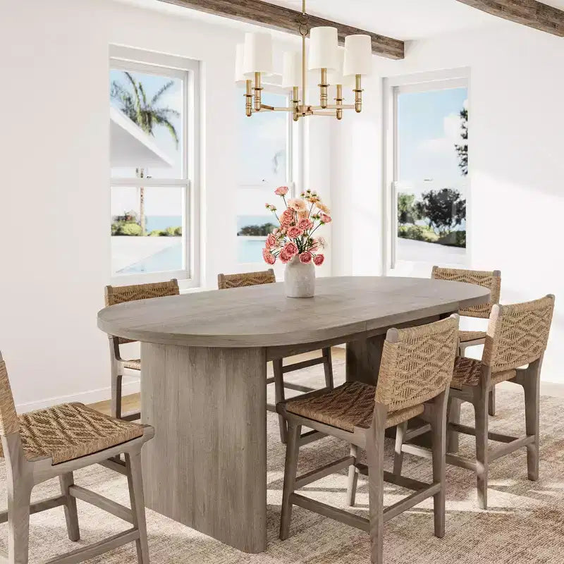 Large Oval Dining Table for 6-8 People,Farmhouse Kitchen Table with Thick Sturdy Wooden Base, Dining Room Table for Kitchen Living Room Office