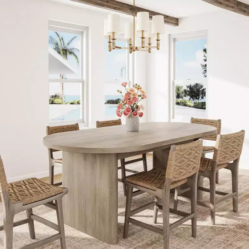 Large Oval Dining Table for 6-8 People,Farmhouse Kitchen Table with Thick Sturdy Wooden Base, Dining Room Table for Kitchen Living Room Office