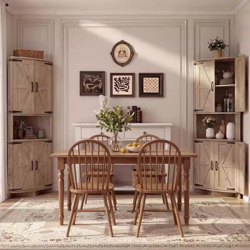 64.8 Tall Farmhouse Corner Cabinet with Doors, Pantry Storage Cupboard with Adjustable Shelves for Kitchen, Living Room & Bathroom