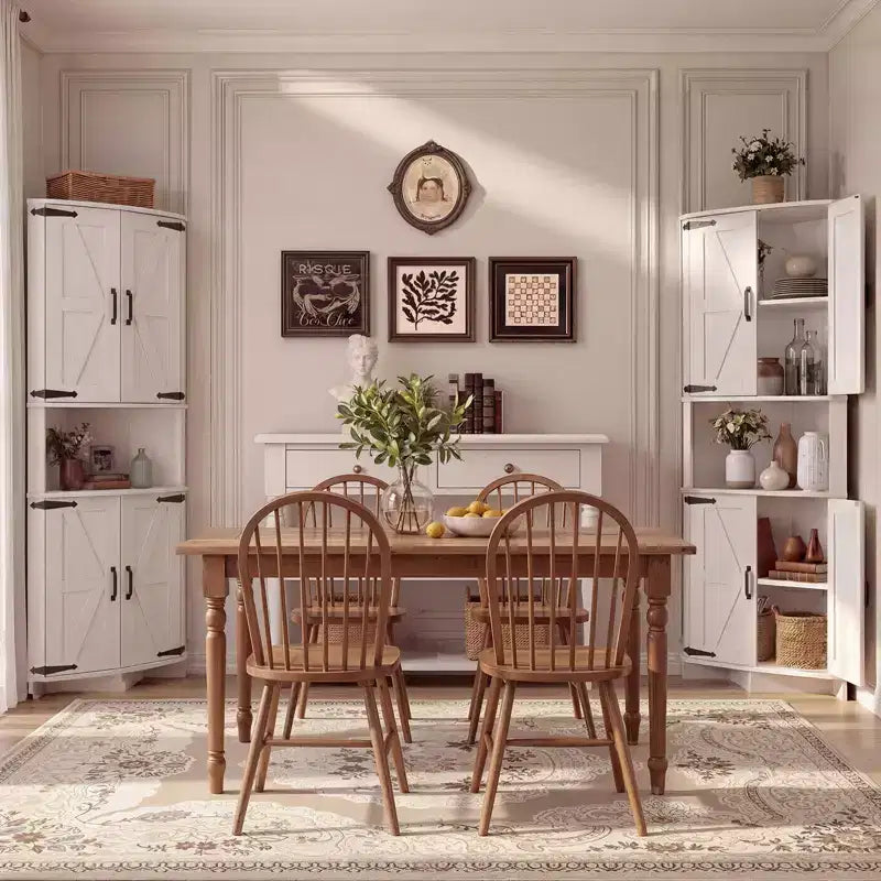 64.8 Tall Farmhouse Corner Cabinet with Doors, Pantry Storage Cupboard with Adjustable Shelves for Kitchen, Living Room & Bathroom