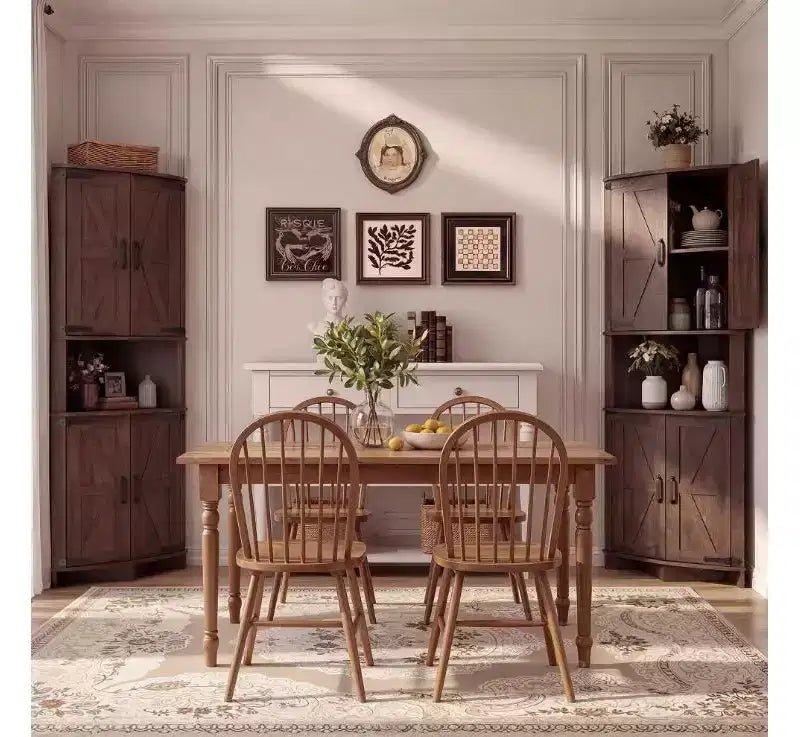 64.8 Tall Farmhouse Corner Cabinet with Doors, Pantry Storage Cupboard with Adjustable Shelves for Kitchen, Living Room & Bathroom