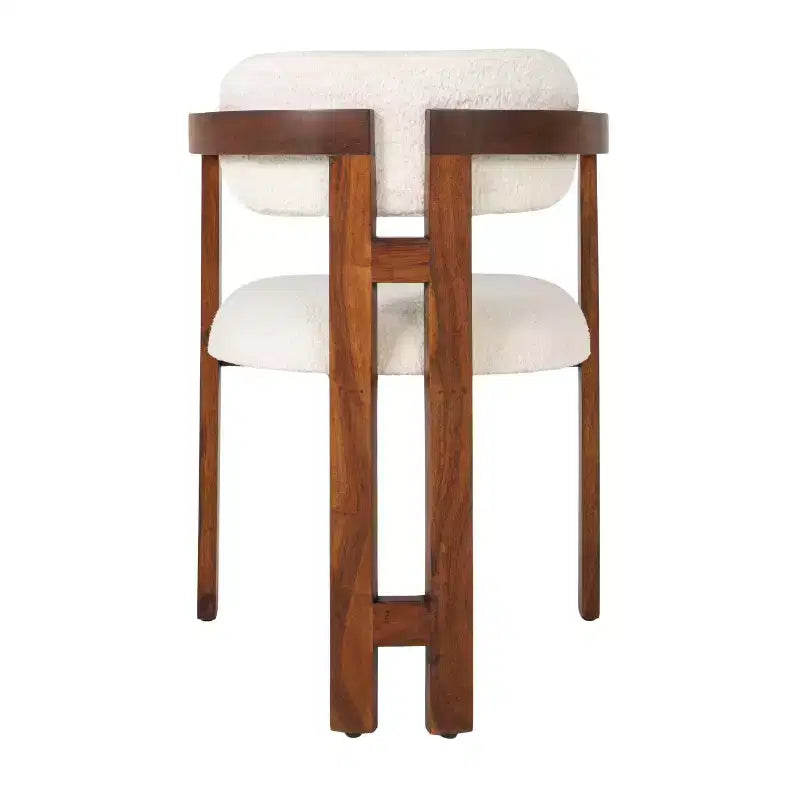 Storied Home Acacia Wood Dining Chair with Boucle