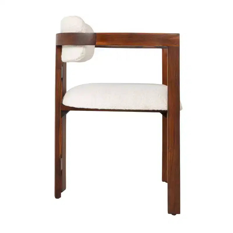 Storied Home Acacia Wood Dining Chair with Boucle