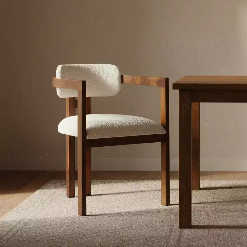 Storied Home Acacia Wood Dining Chair with Boucle