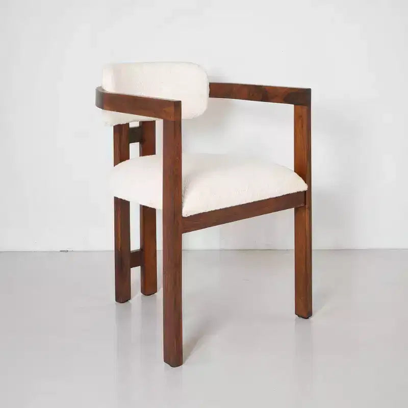Storied Home Acacia Wood Dining Chair with Boucle