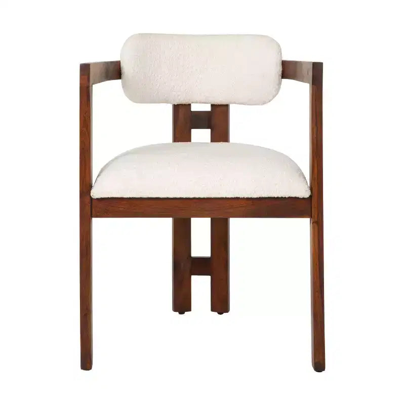 Storied Home Acacia Wood Dining Chair with Boucle