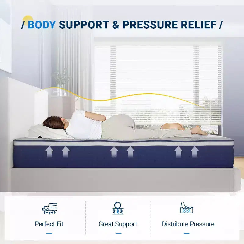 Avenco 6/8/10/12/14 inch Medium Firm Gel Memory Foam Hybrid Mattress with Pocket Springs for Motion Isolation and Pressure Relief