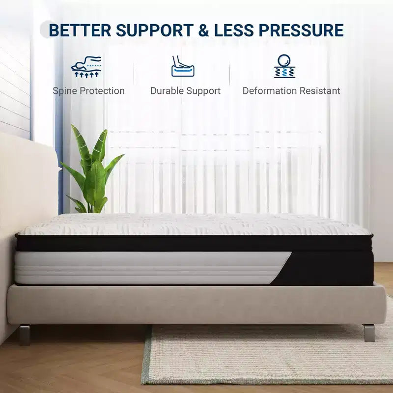 Avenco 10 12 inch Medium Cooling Memory Foam Hybrid Mattress, CertiPUR-US, OEKO-TEX Certified