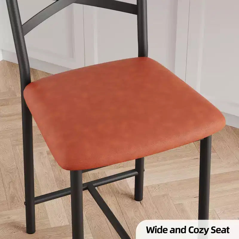 Bar Stools Set of 2, Counter Height Bar Chairs with Back, Thick Cushion & PU Leather, Upholstered Dining Chairs for Kitchen Island, Bar, Dining Room
