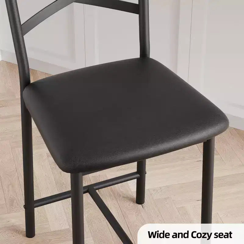 Bar Stools Set of 2, Counter Height Bar Chairs with Back, Thick Cushion & PU Leather, Upholstered Dining Chairs for Kitchen Island, Bar, Dining Room