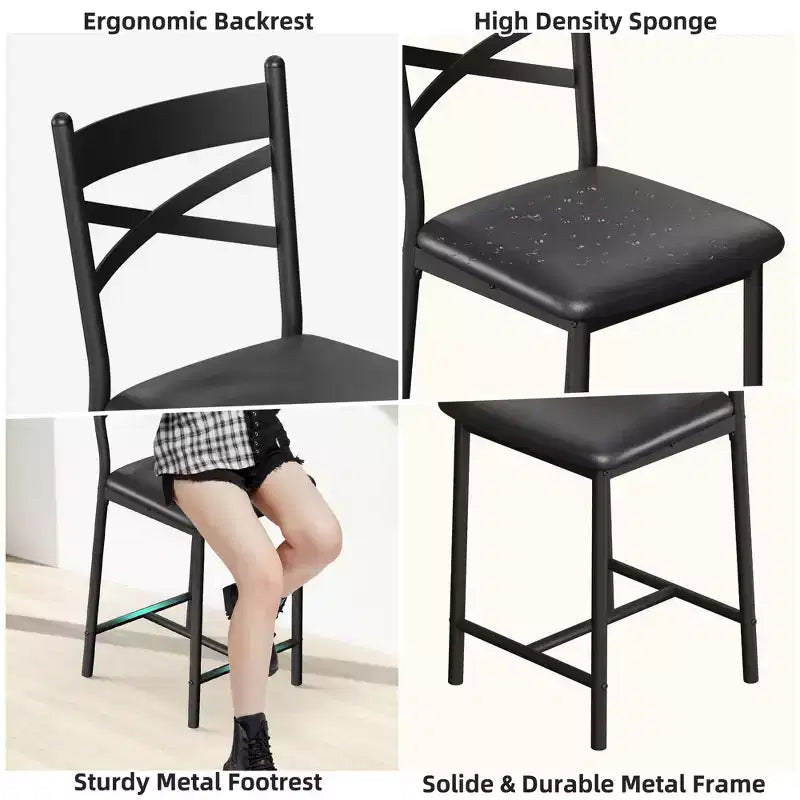 Bar Stools Set of 2, Counter Height Bar Chairs with Back, Thick Cushion & PU Leather, Upholstered Dining Chairs for Kitchen Island, Bar, Dining Room