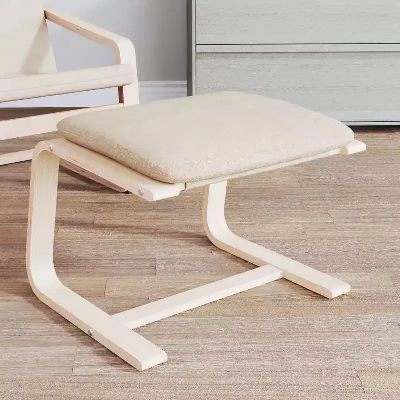 vidaXL Ottoman Footstool Pouf Hassock Stool Pouffe Living Room Seat Fabric - Cream