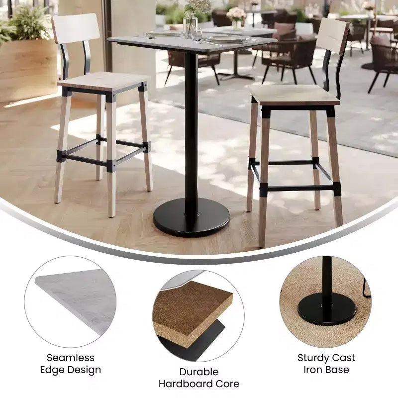 Flash Furniture Acadia Tabletop with TopGuard HPL Technology and Bar Height Base