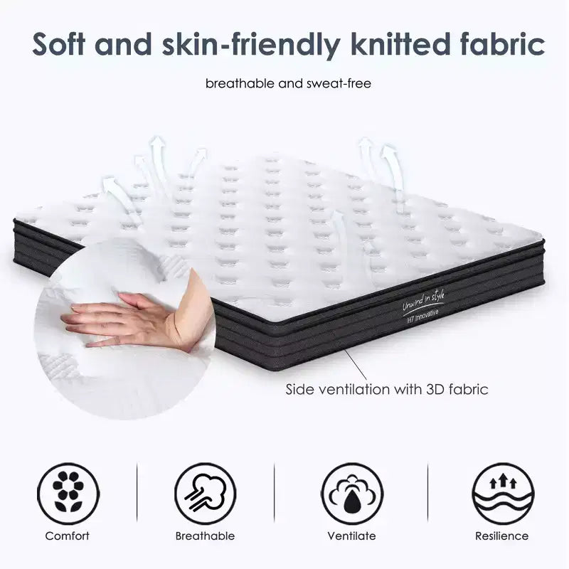 GDFStudio Anastasia Modern 12H Hybrid Mattress with Individually Pocketed Innerspring