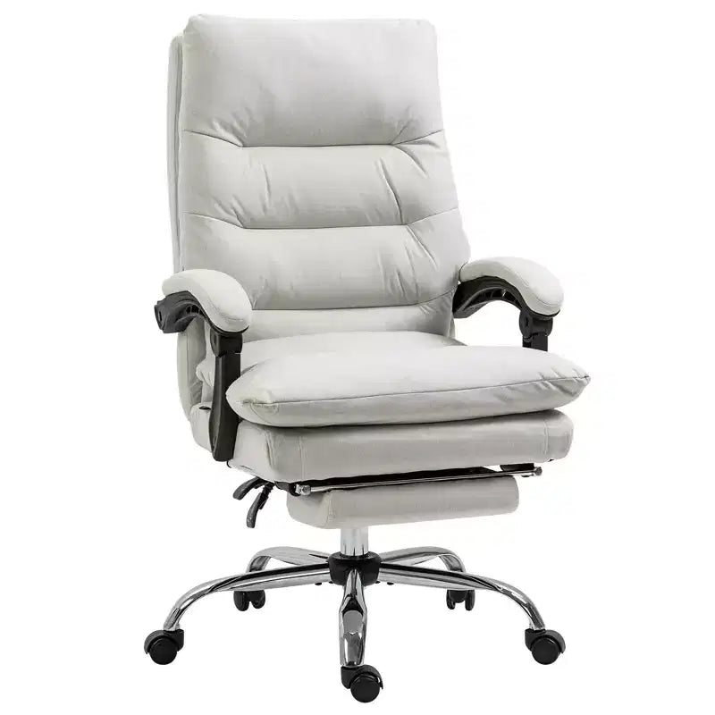 Microfibre Massage Office Chair, Heated Reclining Chair with Footrest, Double-tier Padding, Swivel Wheels