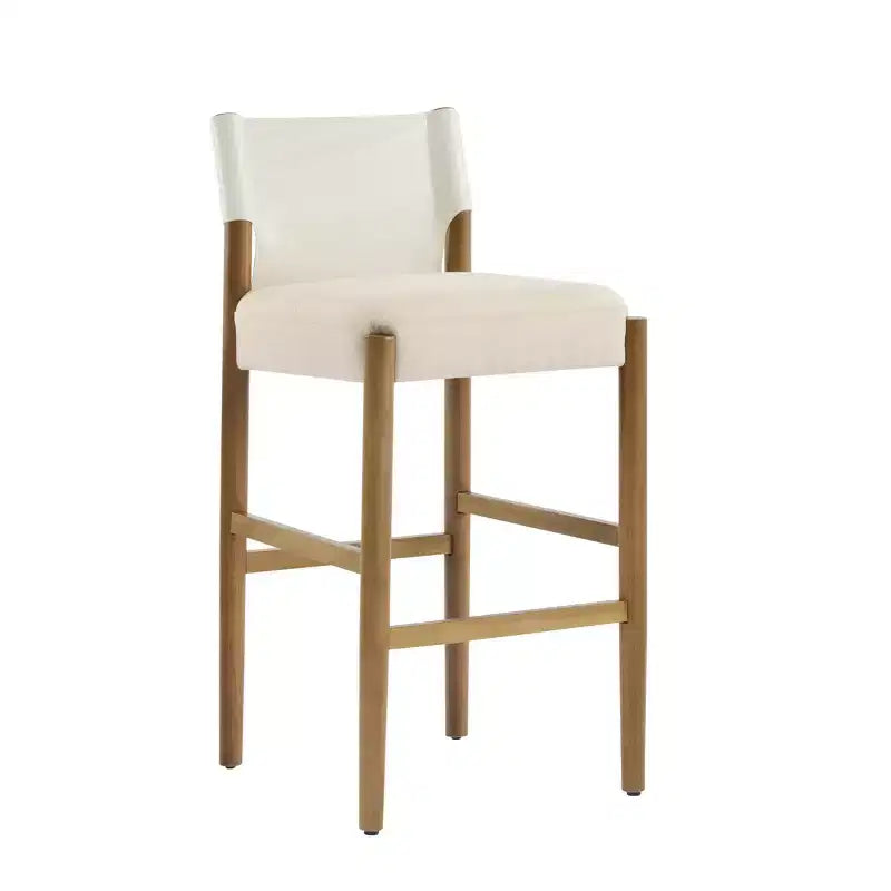 Christopher Knight Home Pedro Modern Upholstered Rubberwood Bar Stools with Faux Leather Backrest (Set of 2)