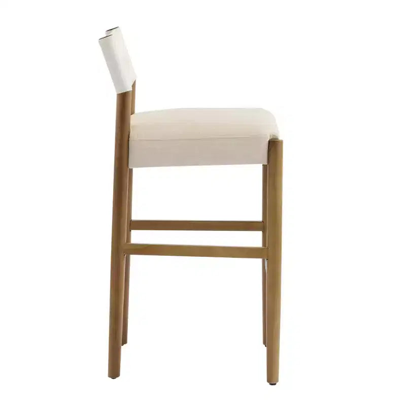 Christopher Knight Home Pedro Modern Upholstered Rubberwood Bar Stools with Faux Leather Backrest (Set of 2)