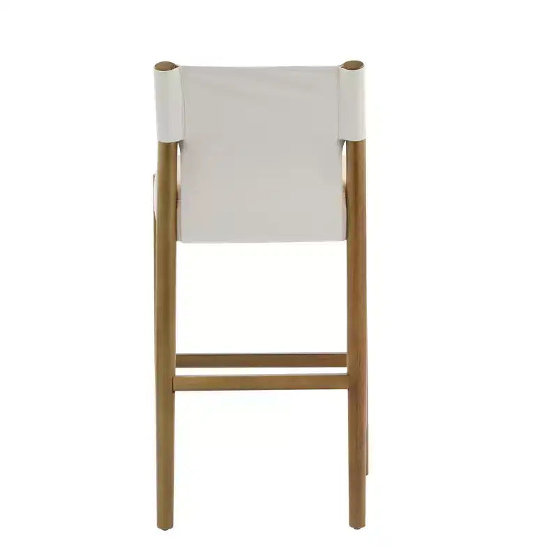 Christopher Knight Home Pedro Modern Upholstered Rubberwood Bar Stools with Faux Leather Backrest (Set of 2)