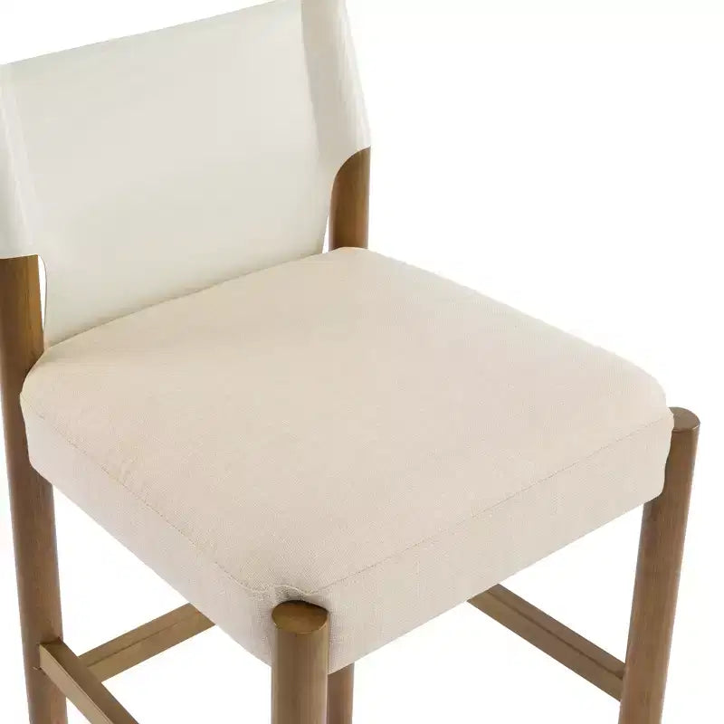 Christopher Knight Home Pedro Modern Upholstered Rubberwood Bar Stools with Faux Leather Backrest (Set of 2)